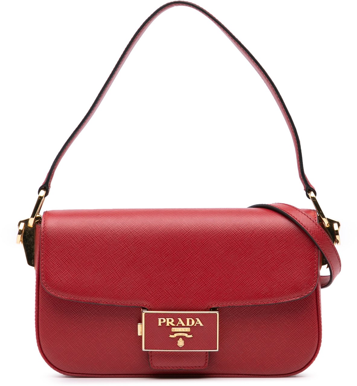 Prada Saffiano Lux Embleme Satchel Rood