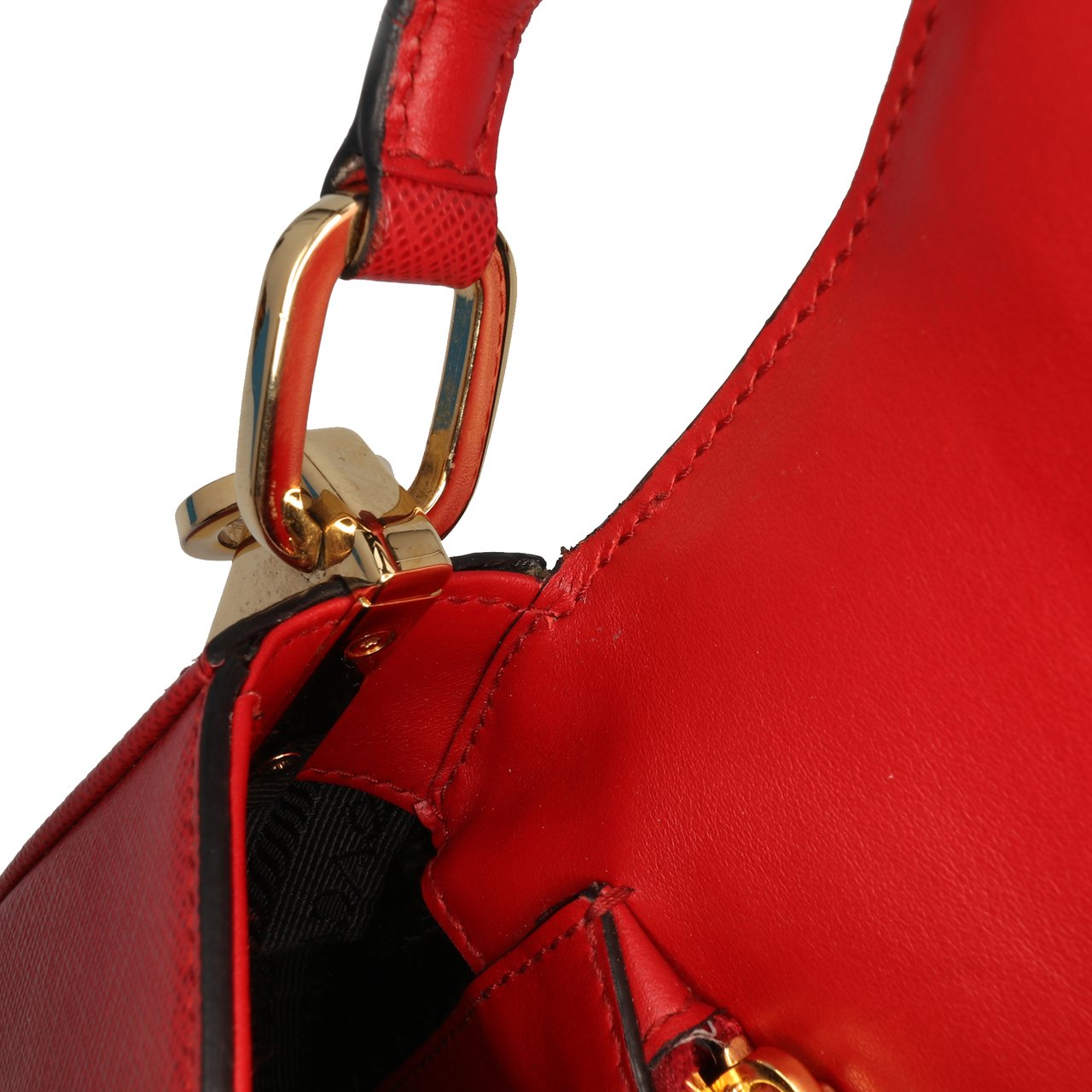 Prada Saffiano Lux Embleme Satchel Rood