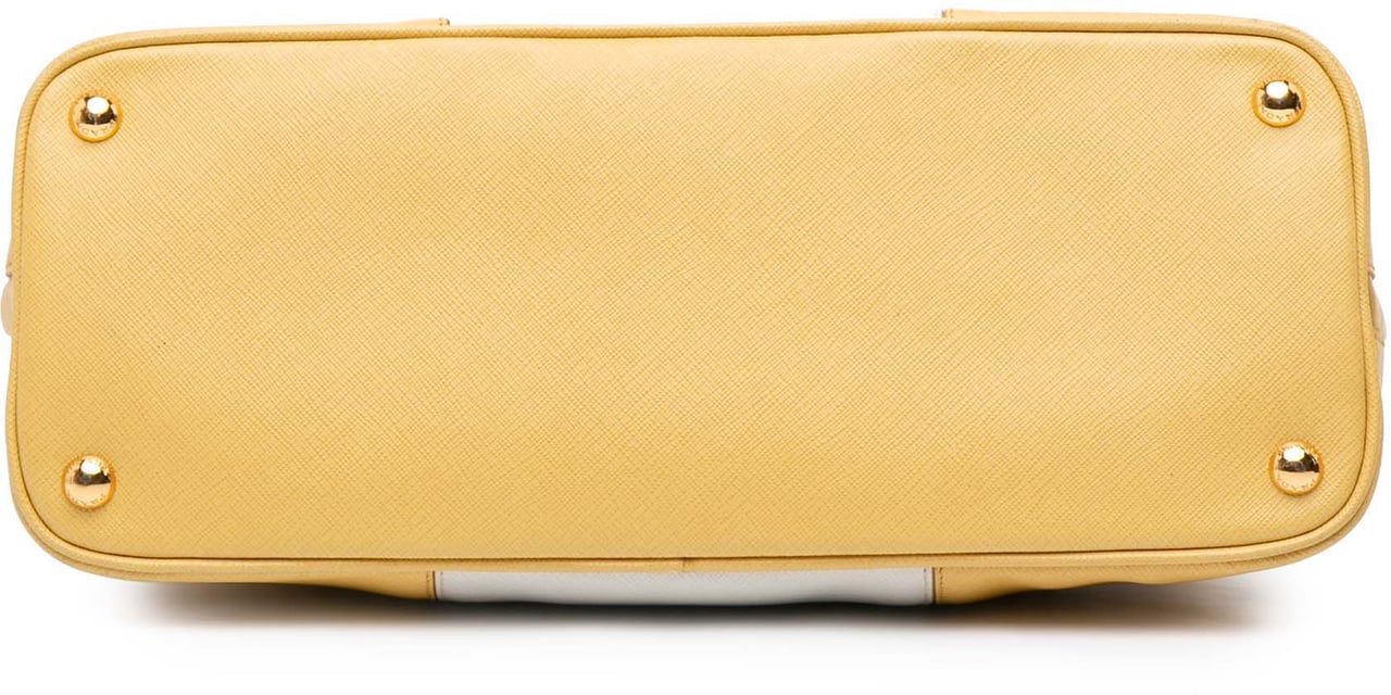 Prada Medium Bicolor Saffiano Lux Promenade Satchel Geel