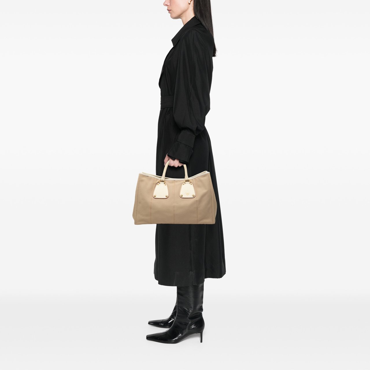 Prada Canvas Canapa Tote Bruin