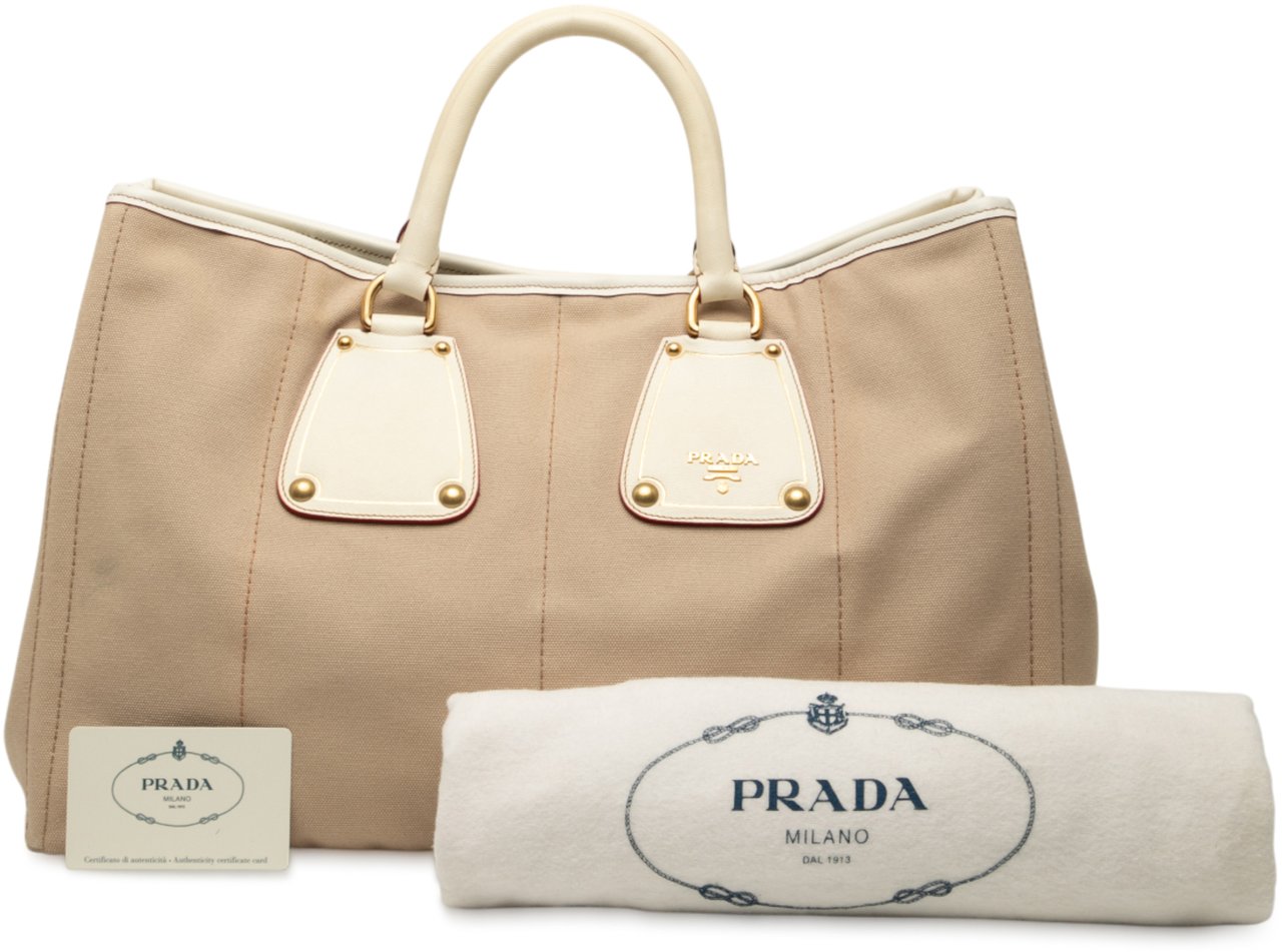 Prada Canvas Canapa Tote Bruin