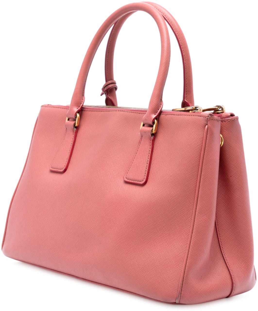 Prada Small Saffiano Lux Galleria Double Zip Satchel Roze