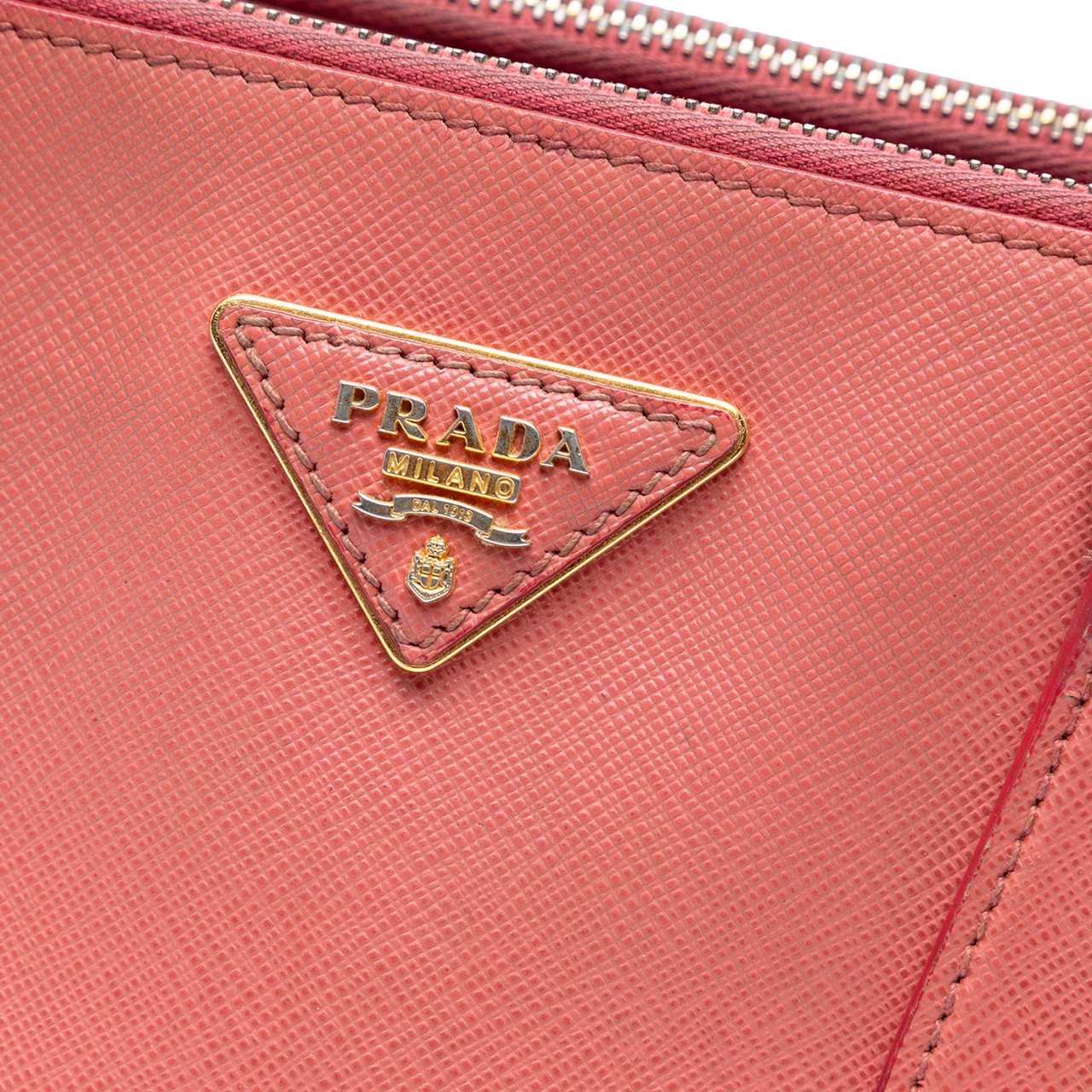 Prada Small Saffiano Lux Galleria Double Zip Satchel Roze