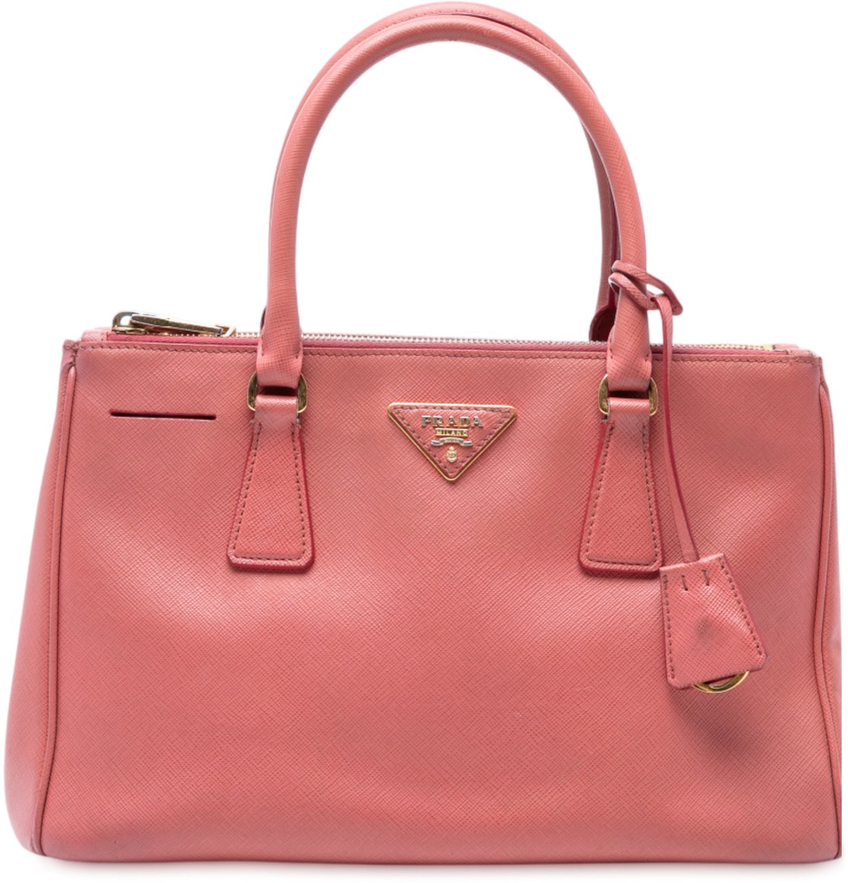 Prada Small Saffiano Lux Galleria Double Zip Satchel Roze