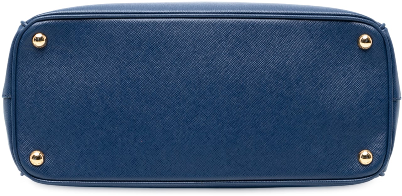 Prada Medium Saffiano Lux Galleria Double Zip Satchel Blauw