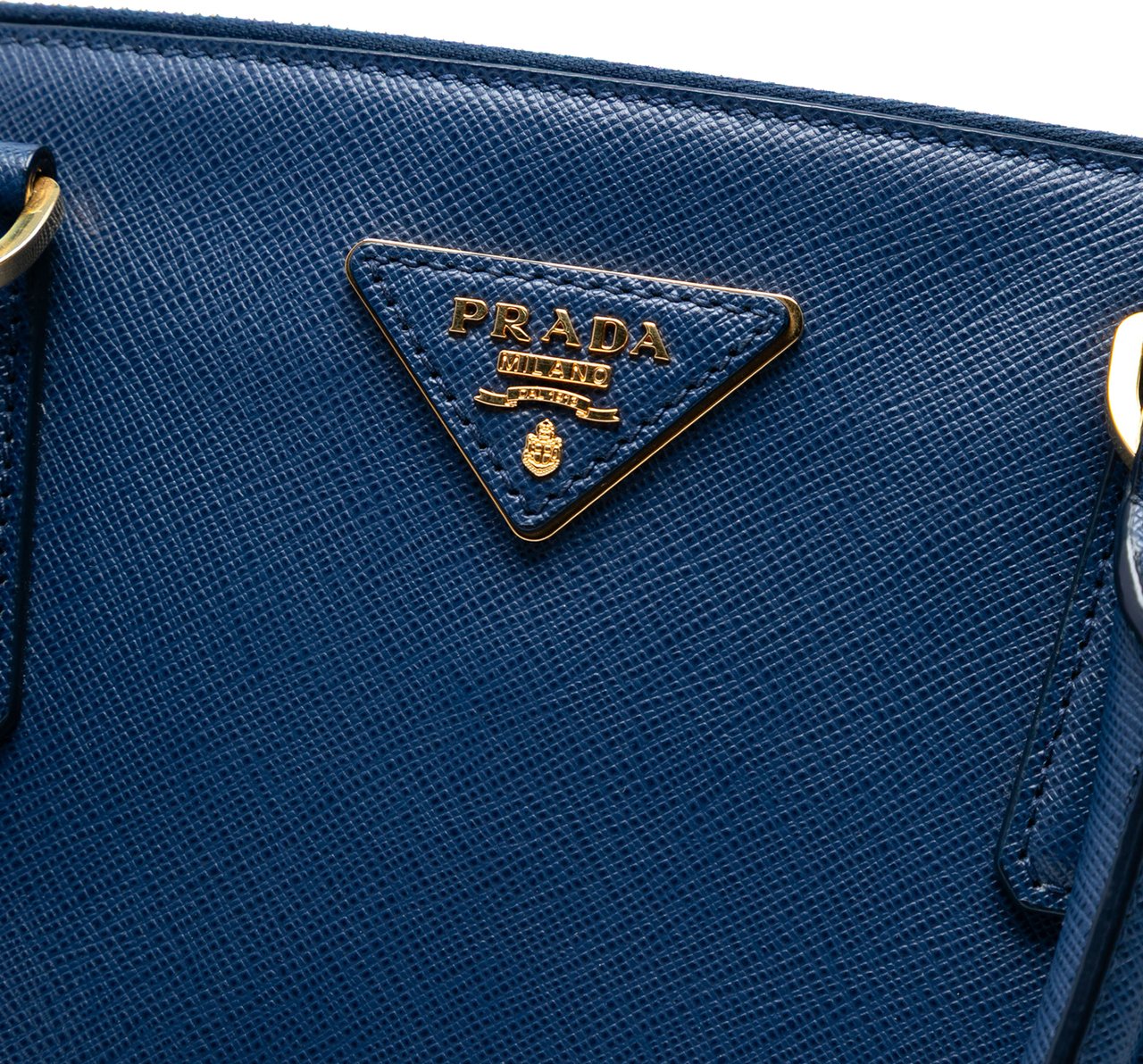 Prada Medium Saffiano Lux Galleria Double Zip Satchel Blauw