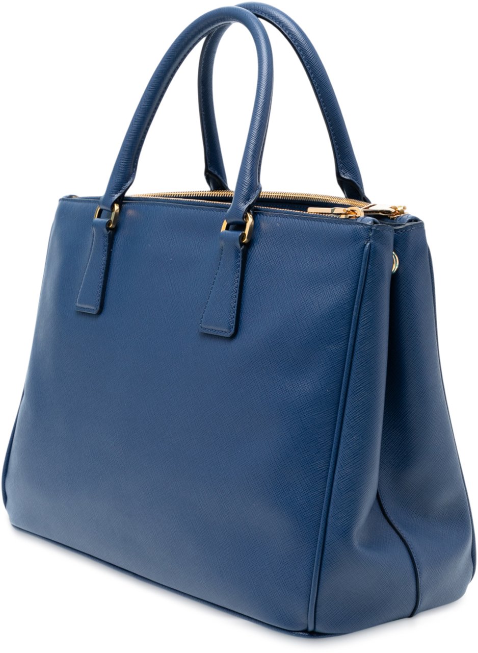 Prada Medium Saffiano Lux Galleria Double Zip Satchel Blauw