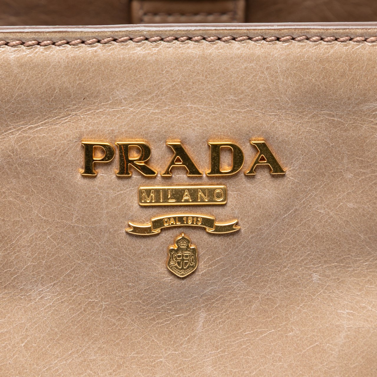 Prada Vitello Shine Open Convertible Tote Bruin