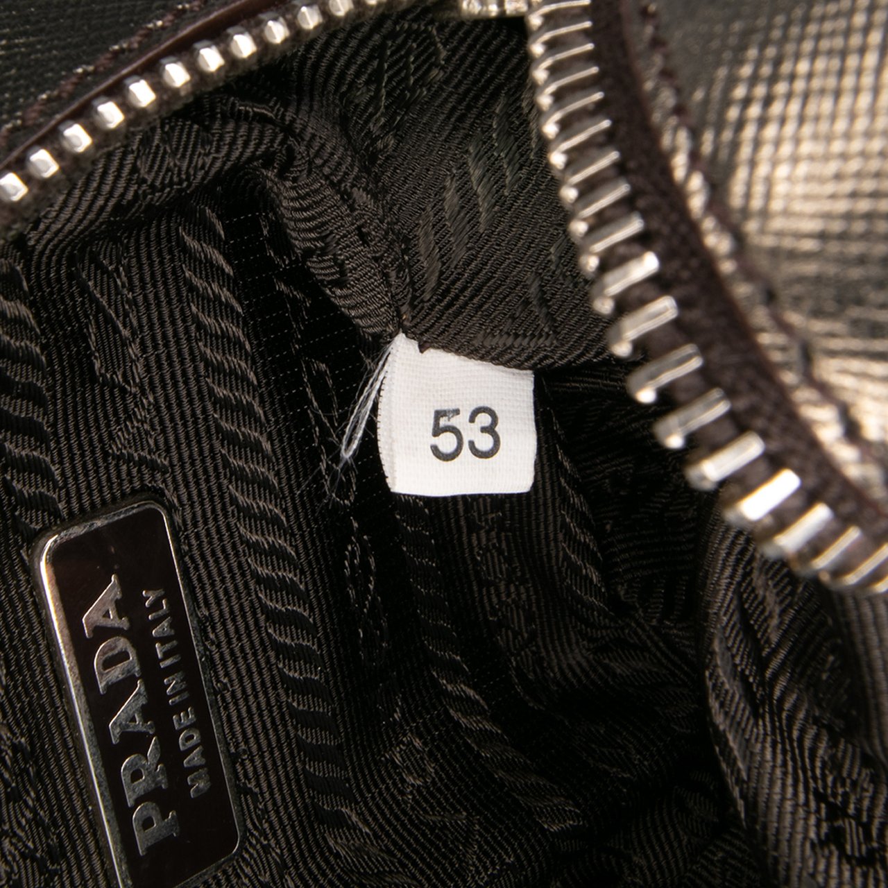 Prada Mini Metallic Saffiano Top Handle Bag Charm Grijs