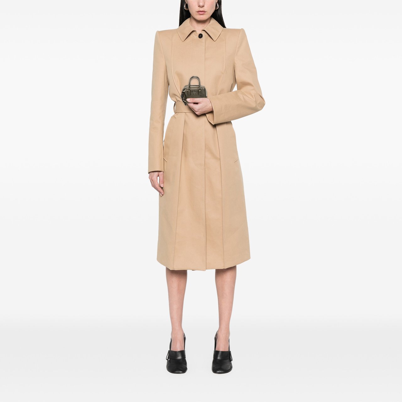 Prada Mini Metallic Saffiano Top Handle Bag Charm Grijs