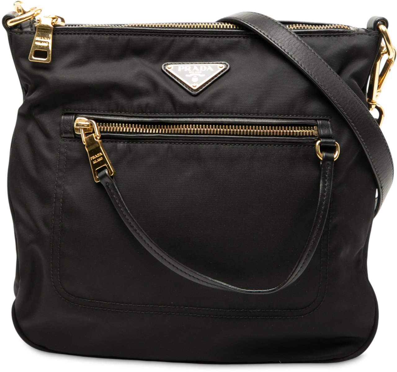 Prada Tessuto Zip Top Crossbody Zwart