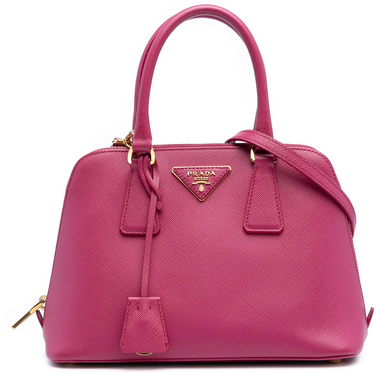 Prada Small Saffiano Lux Promenade Satchel Roze