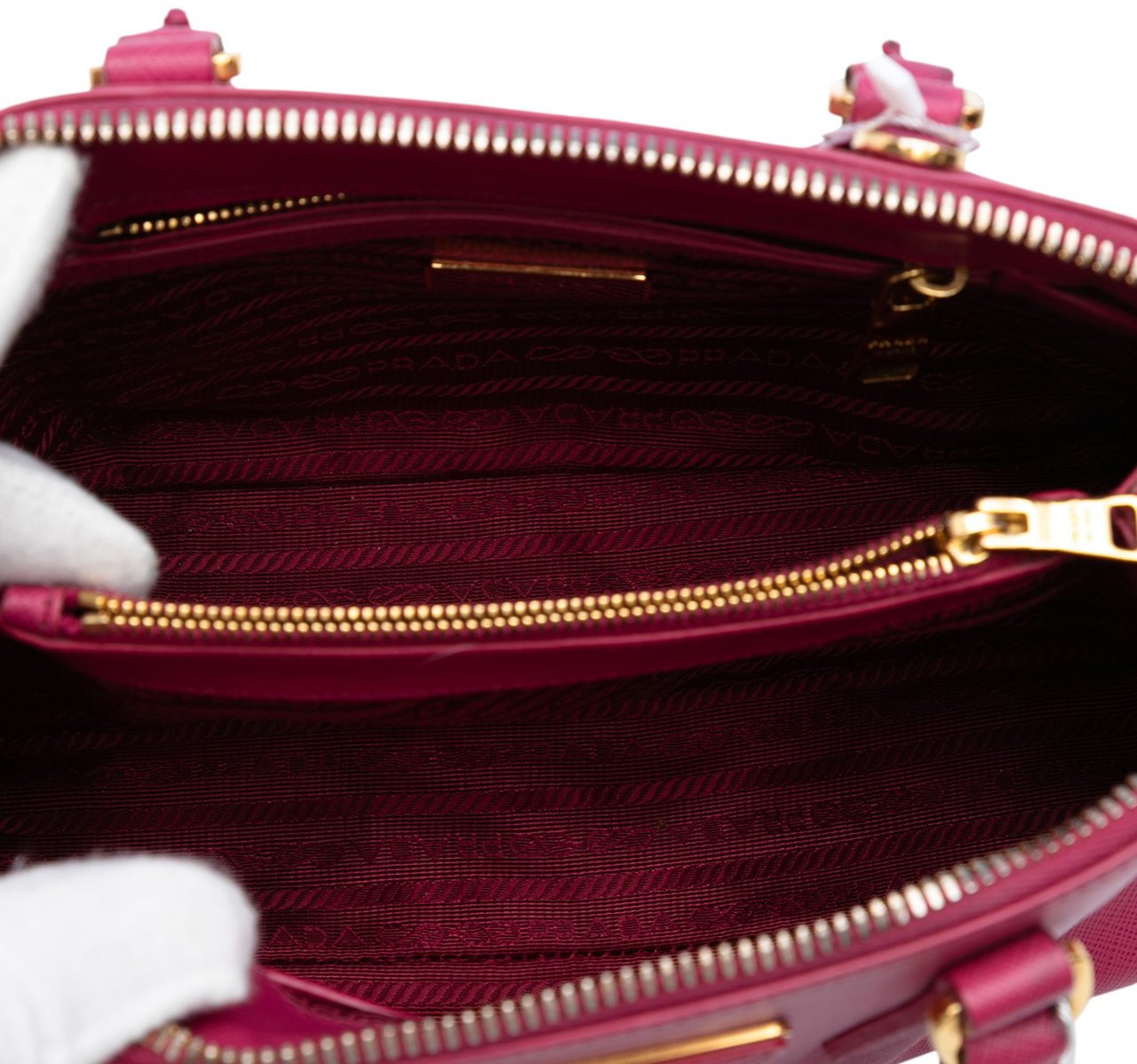 Prada Small Saffiano Lux Promenade Satchel Roze