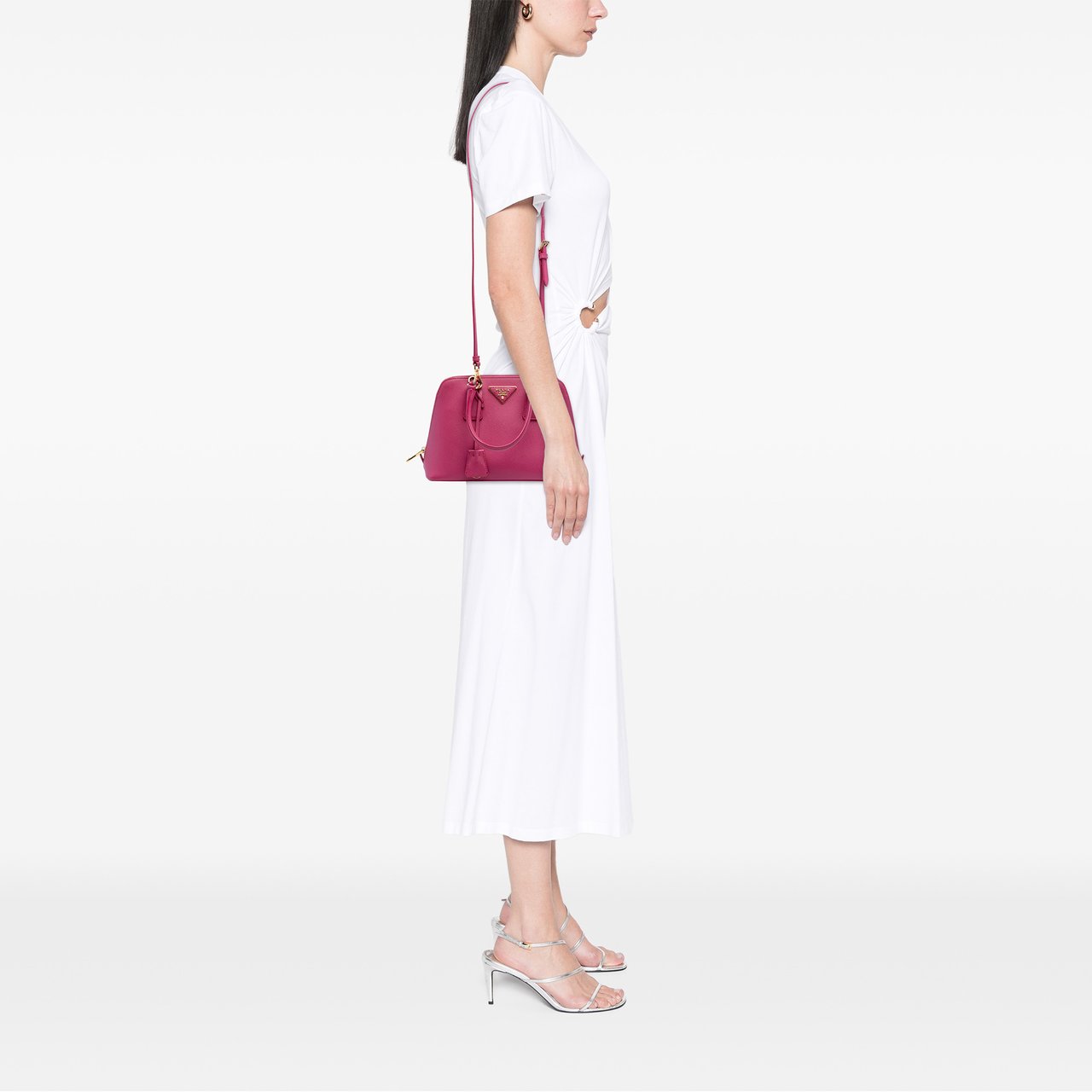 Prada Small Saffiano Lux Promenade Satchel Roze
