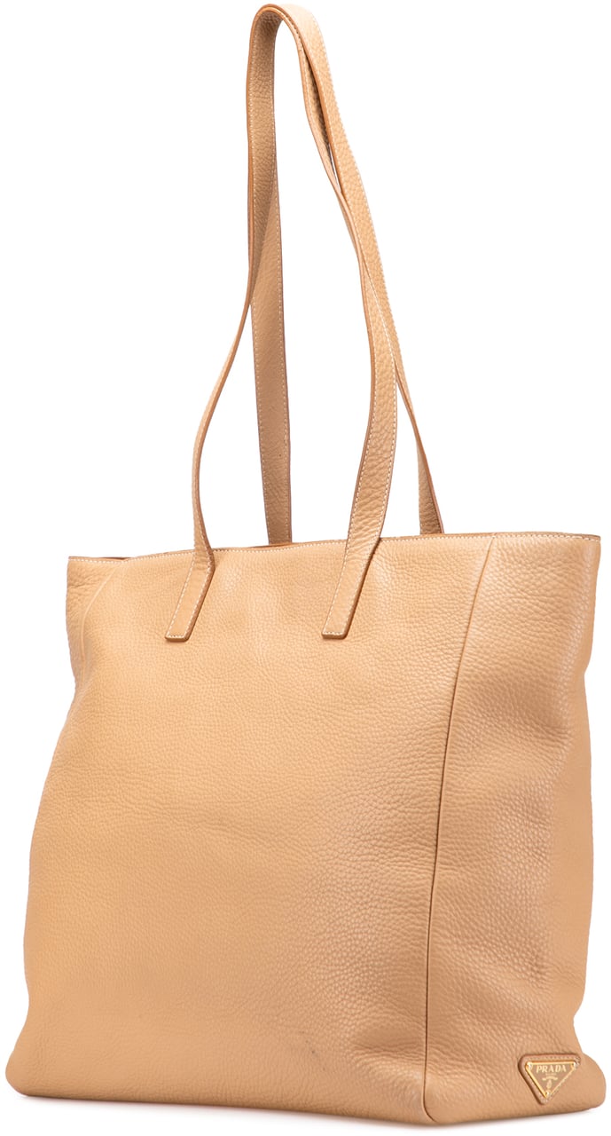 Prada Vitello Daino Tote Bruin