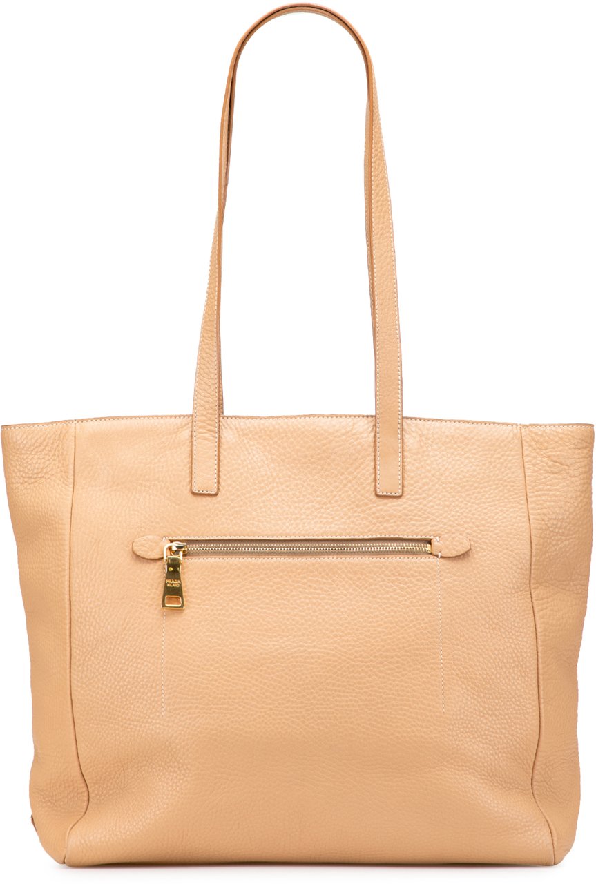 Prada Vitello Daino Tote Bruin
