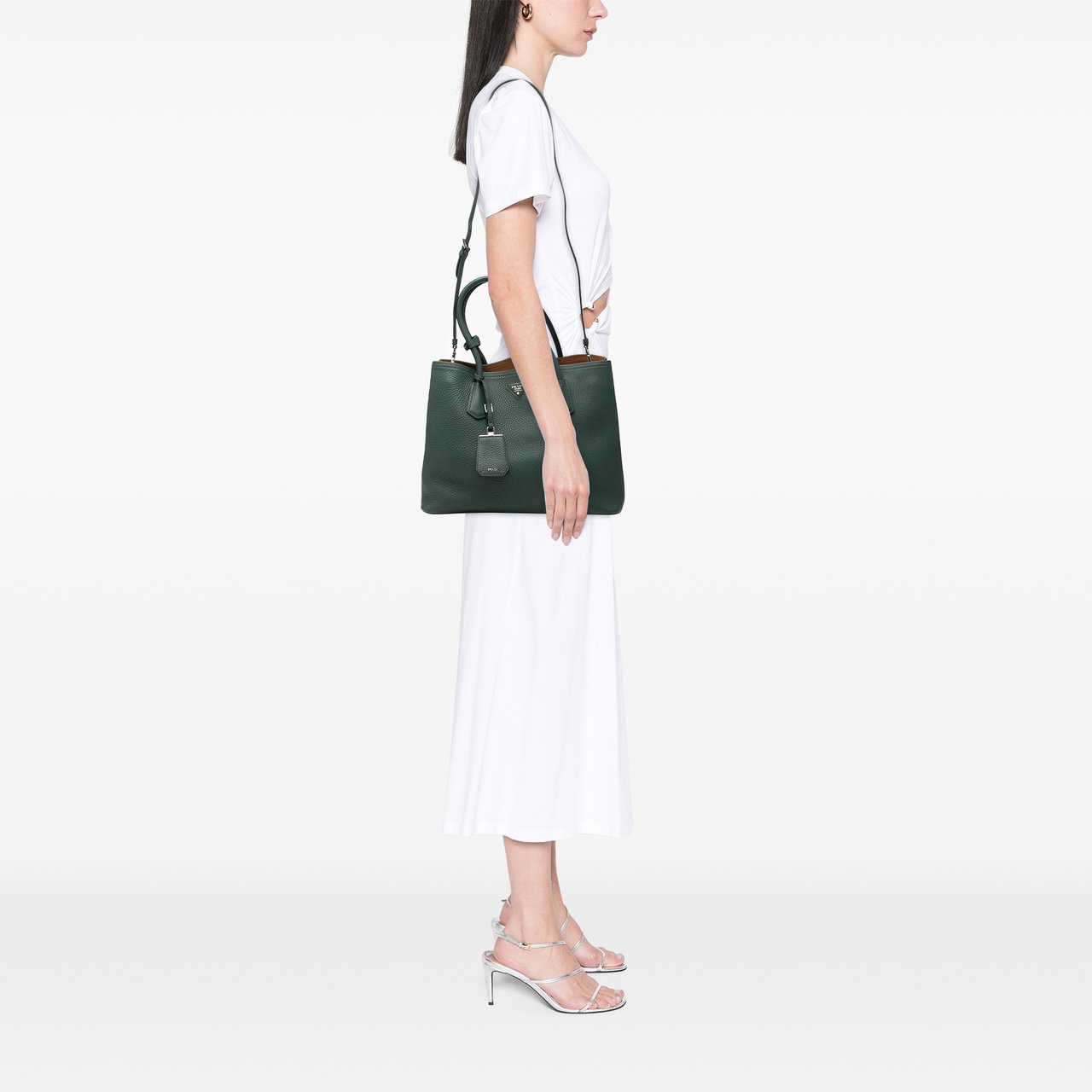 Prada Vitello Daino Double Handle Tote Groen