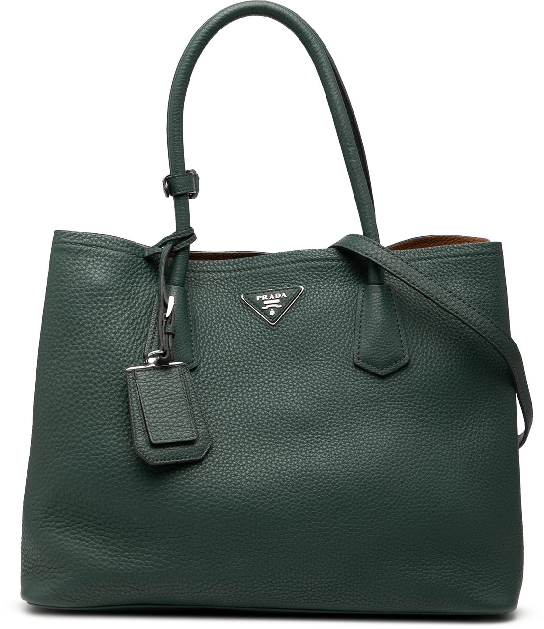 Prada Vitello Daino Double Handle Tote Groen