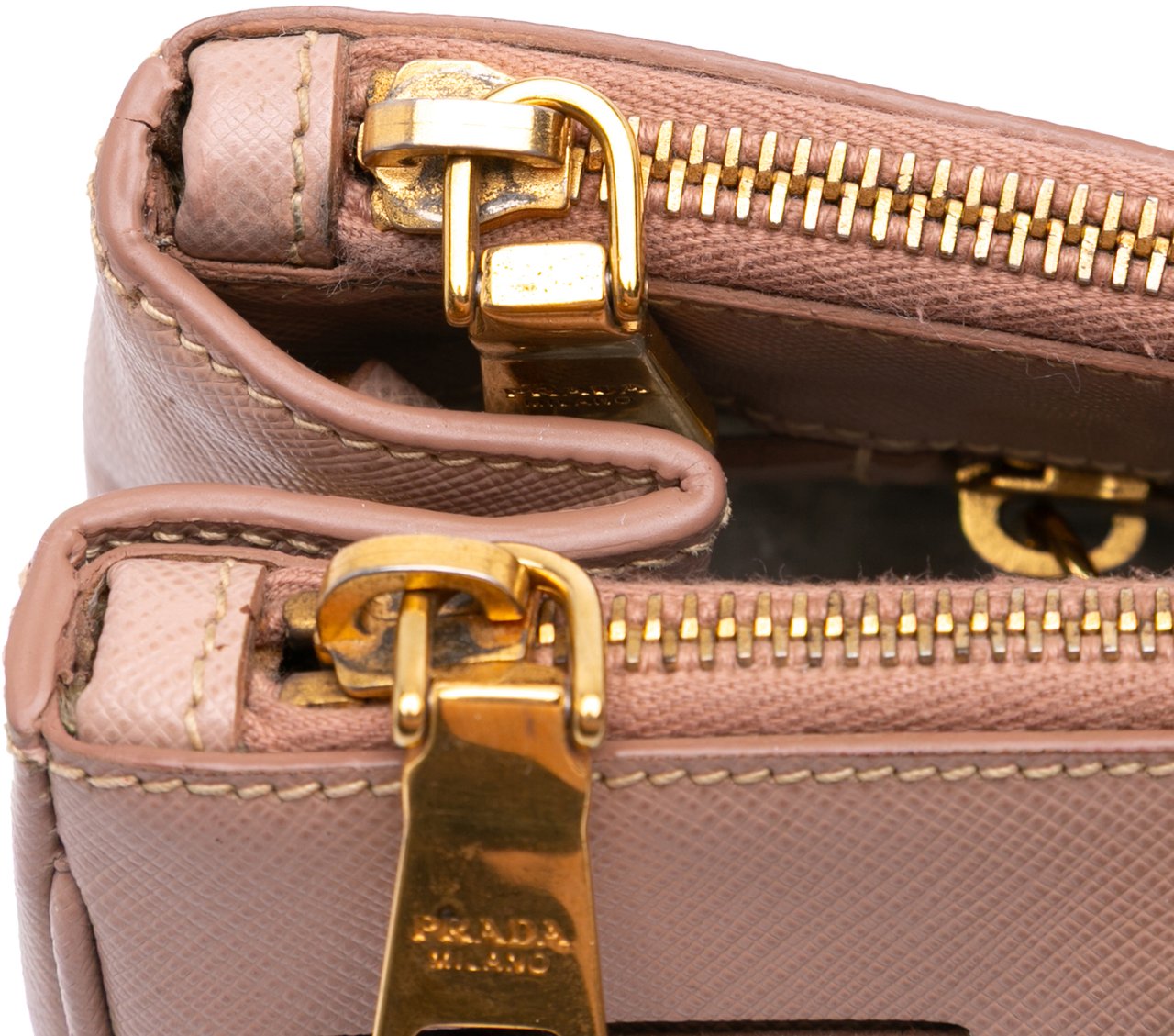 Prada Large Saffiano Lux Galleria Double Zip Satchel Roze