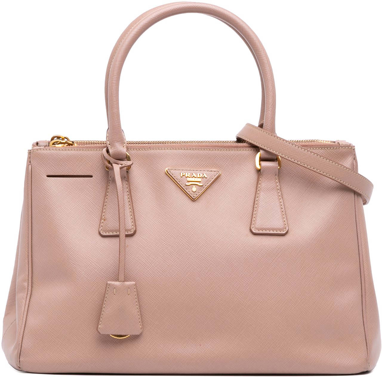 Prada Large Saffiano Lux Galleria Double Zip Satchel Roze