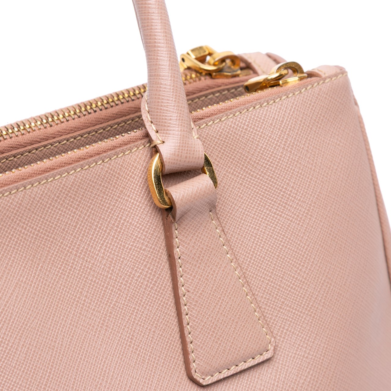 Prada Large Saffiano Lux Galleria Double Zip Satchel Roze