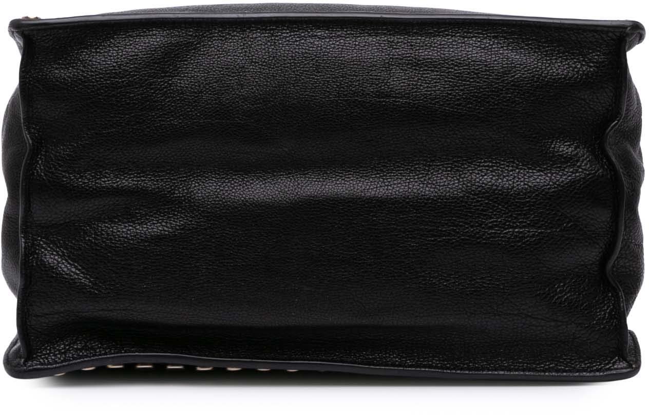 Prada Glace Calf Studded Etiquette Tote Zwart