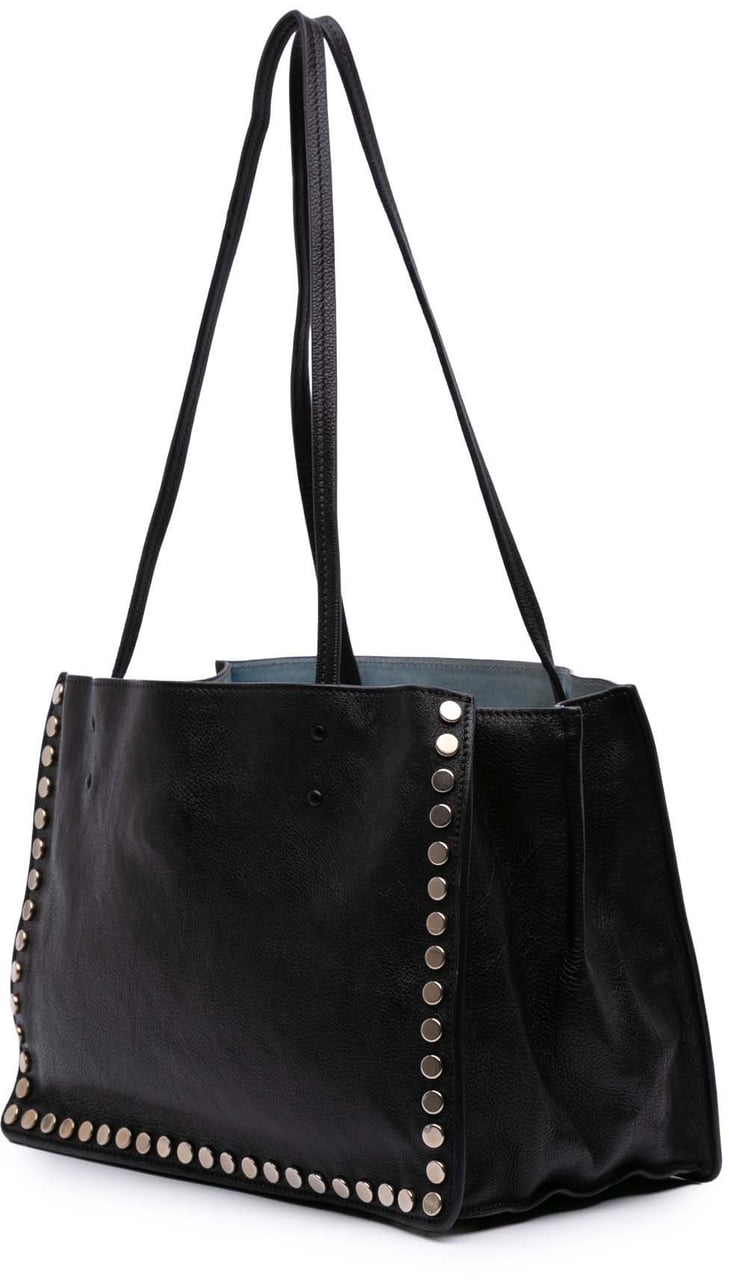 Prada Glace Calf Studded Etiquette Tote Zwart