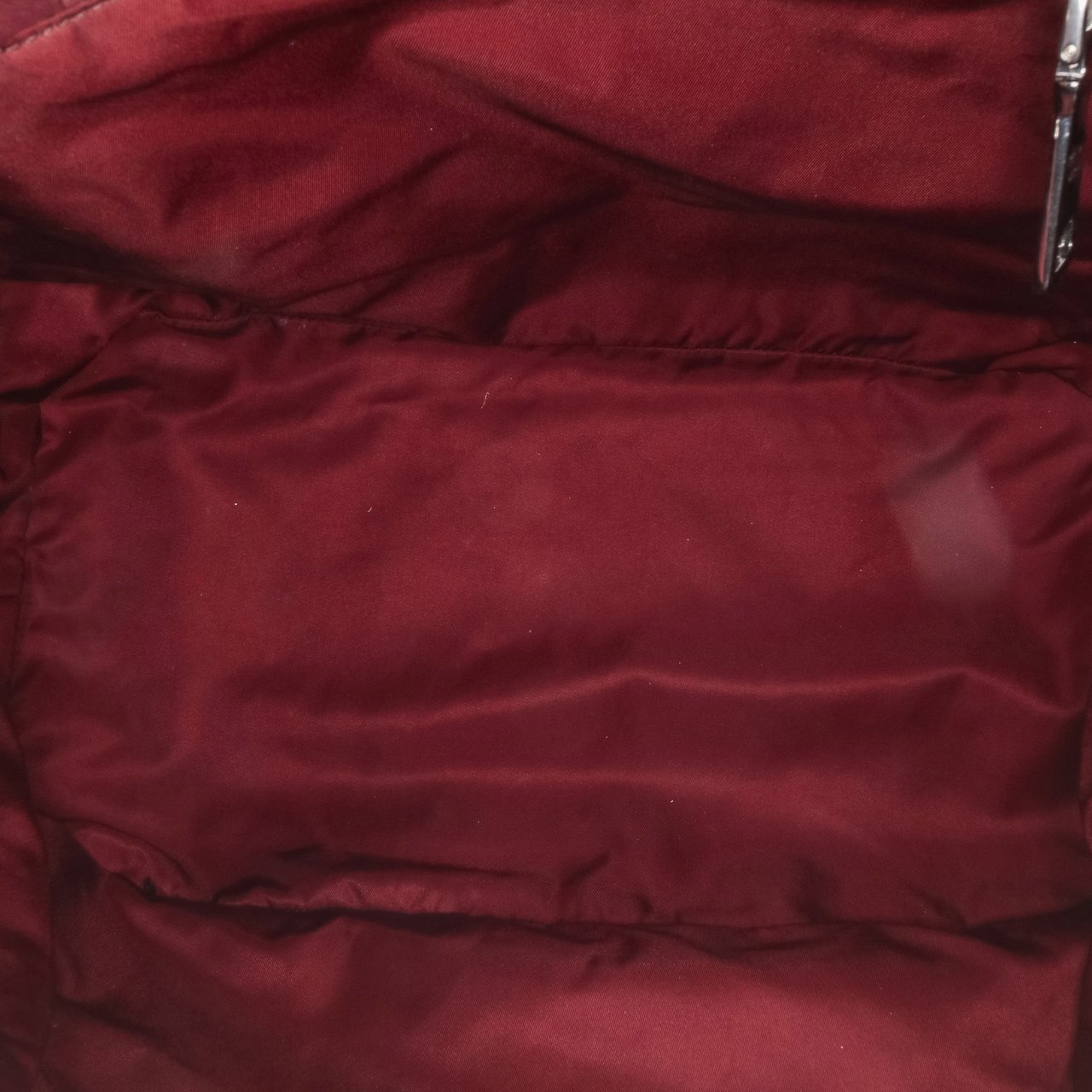 Prada Tessuto and Nappa Reversible Satchel Rood