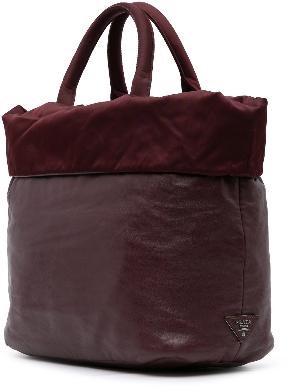 Prada Tessuto and Nappa Reversible Satchel Rood