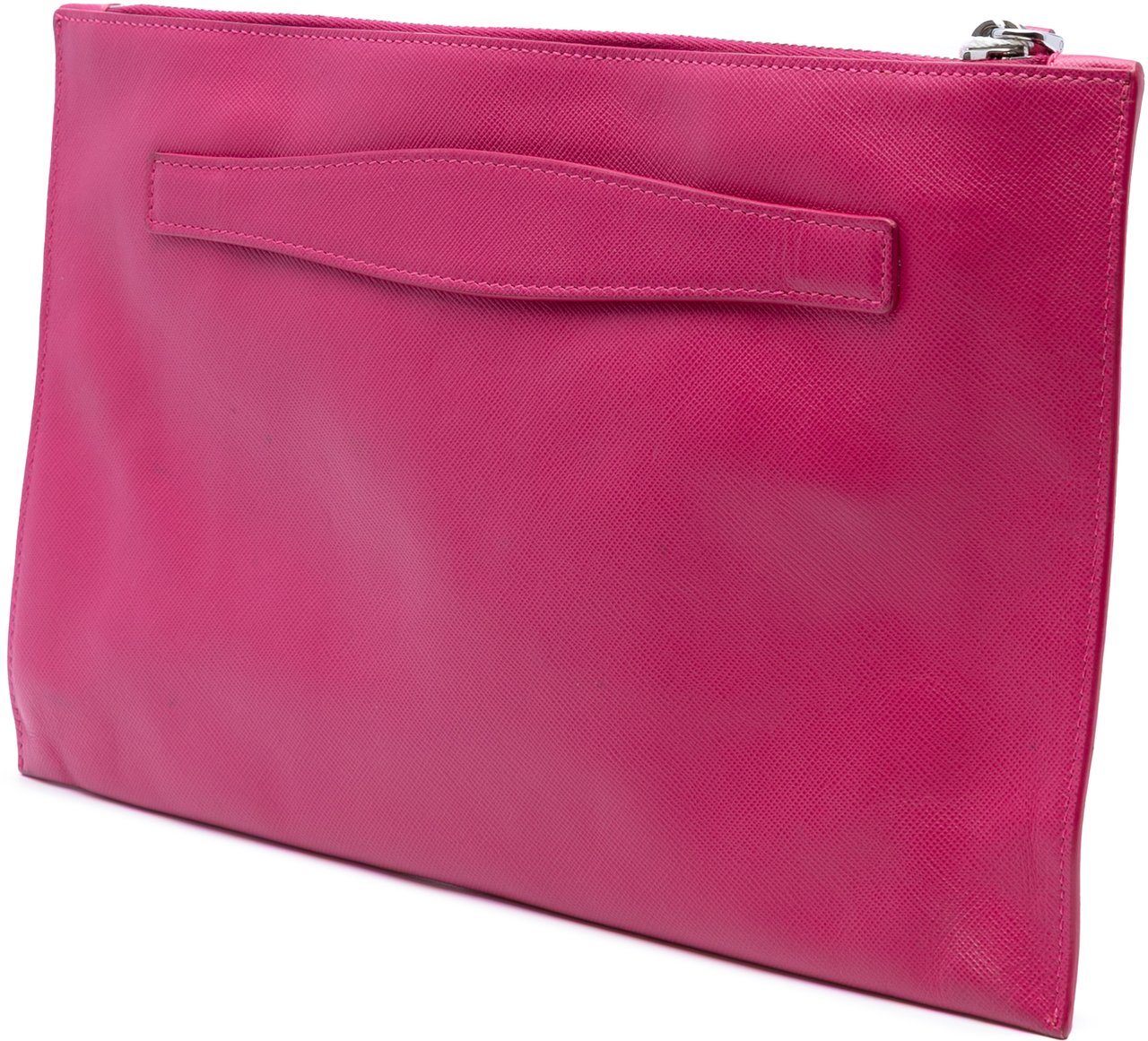 Prada Saffiano Lux Zip Clutch Roze