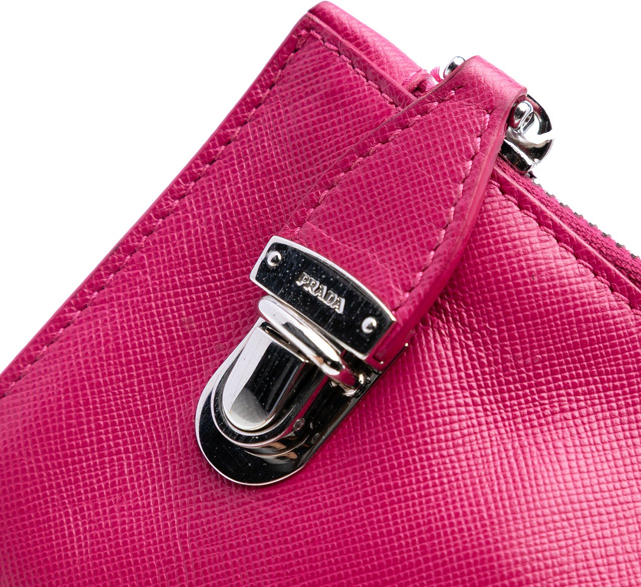 Prada Saffiano Lux Zip Clutch Roze