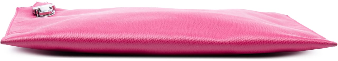 Prada Saffiano Lux Zip Clutch Roze