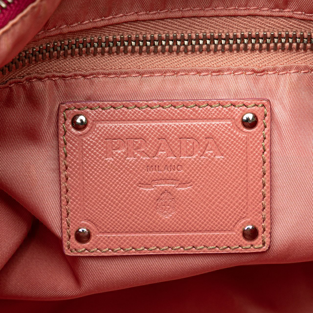 Prada Saffiano Trimmed Tessuto Zip Top Crossbody Rood