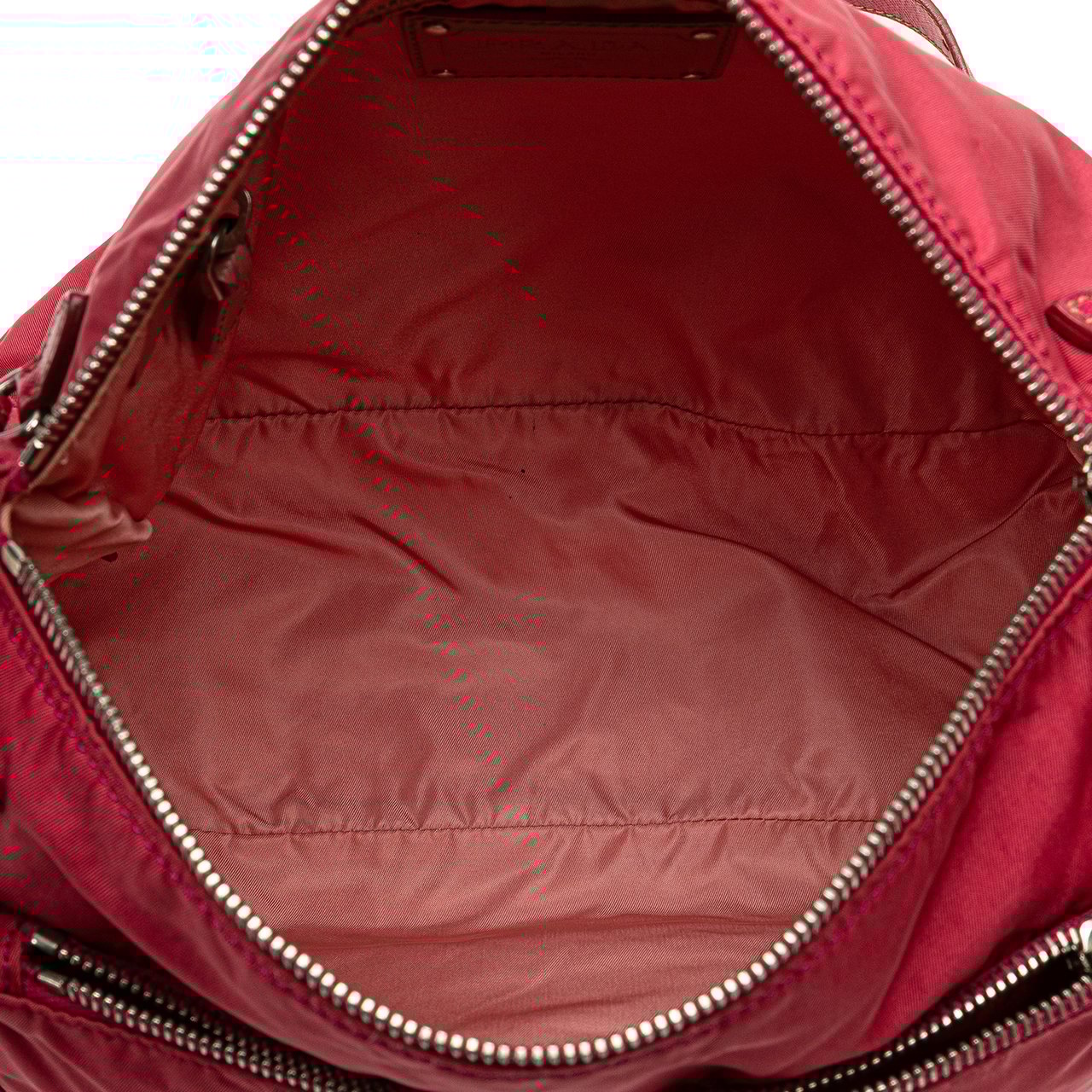 Prada Saffiano Trimmed Tessuto Zip Top Crossbody Rood