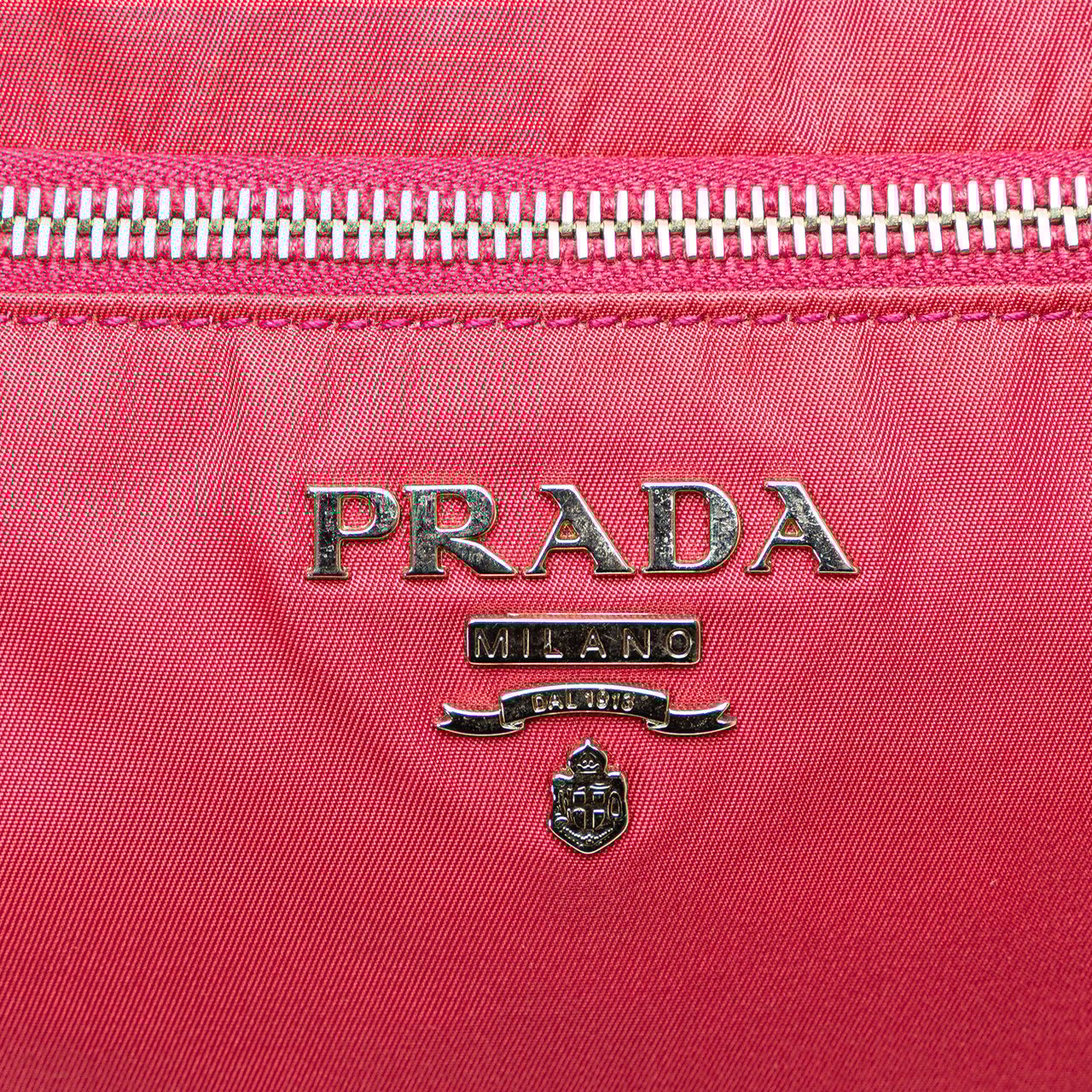 Prada Saffiano Trimmed Tessuto Zip Top Crossbody Rood