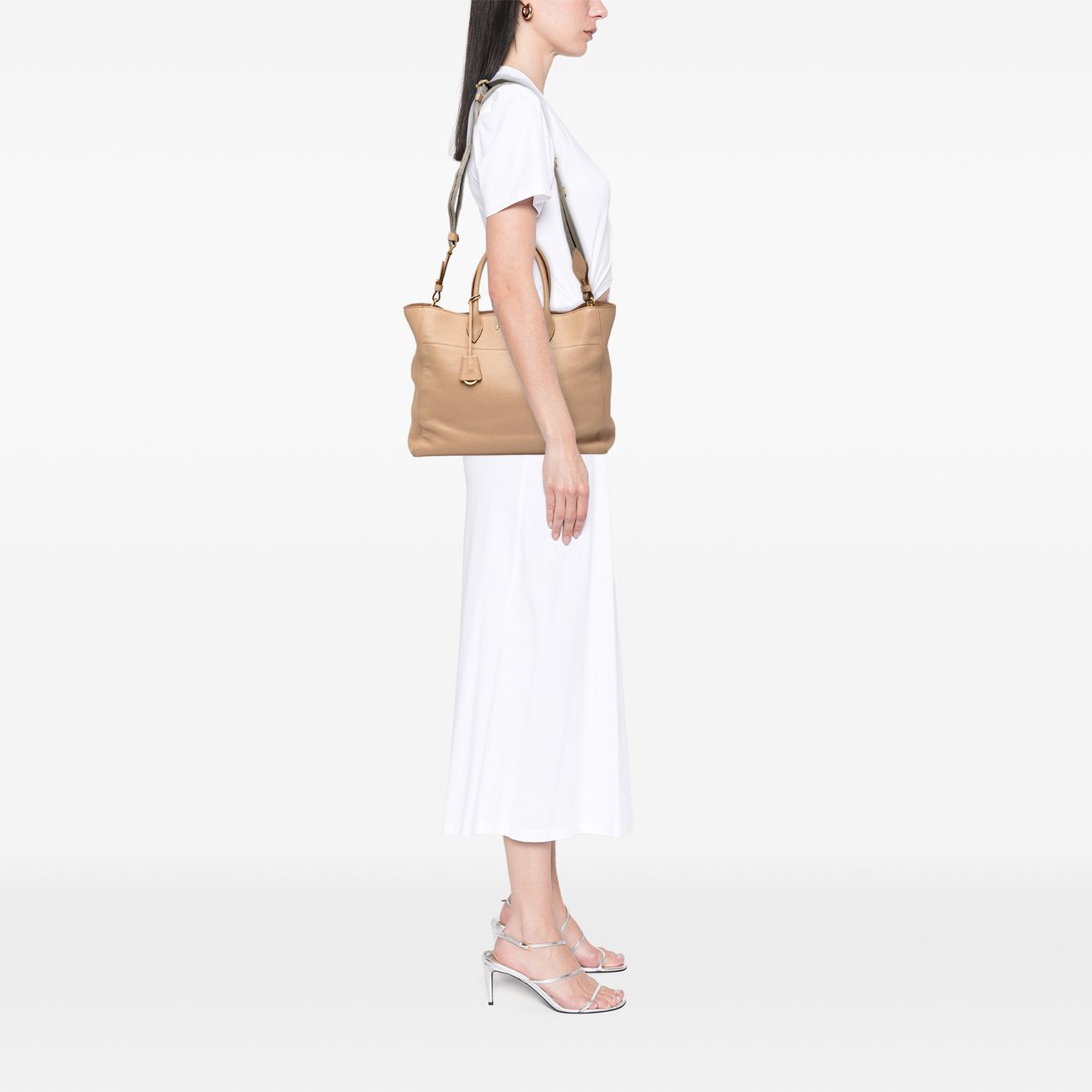 Prada Vitello Phenix Open Convertible Tote Bruin