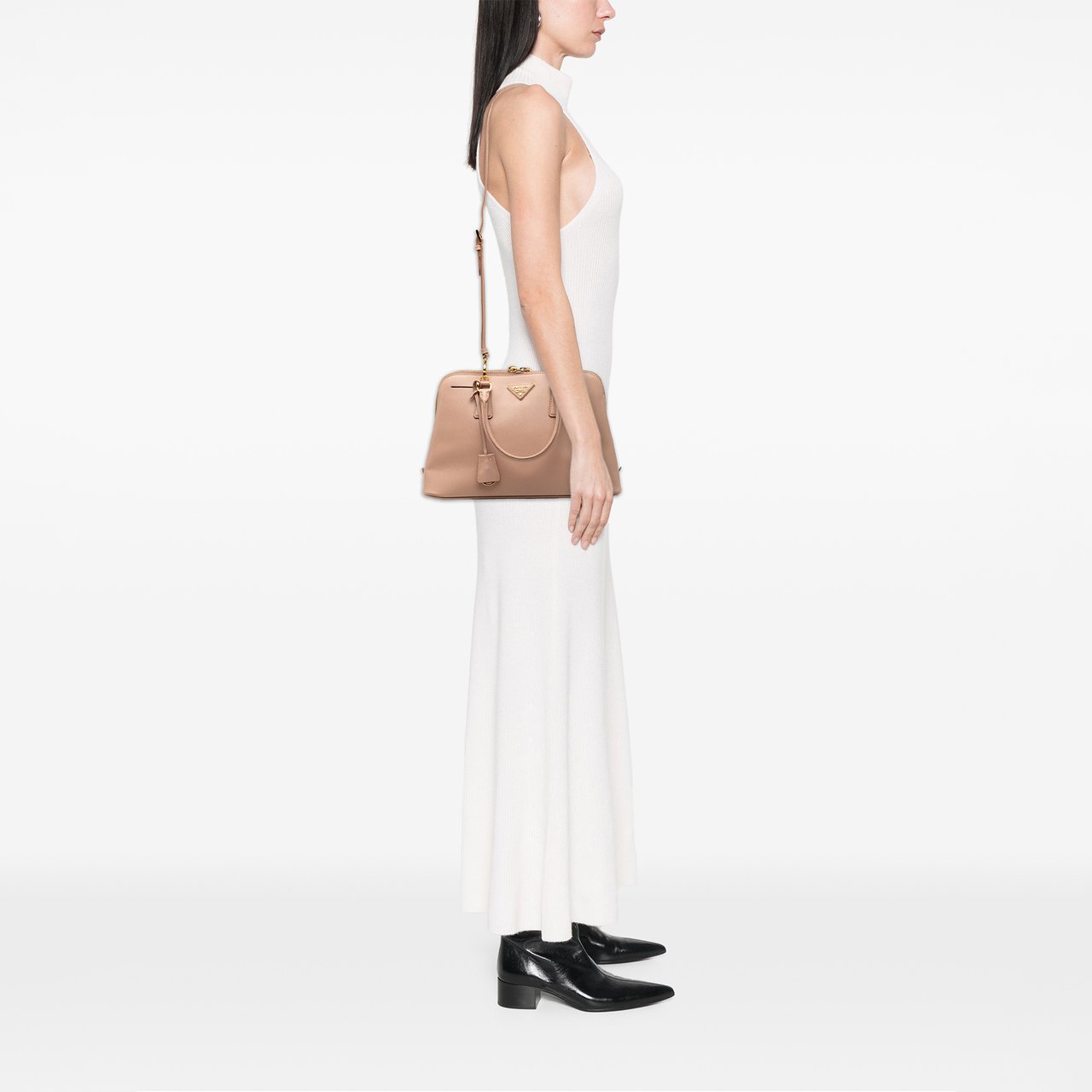 Prada Medium Saffiano Lux Promenade Satchel Bruin