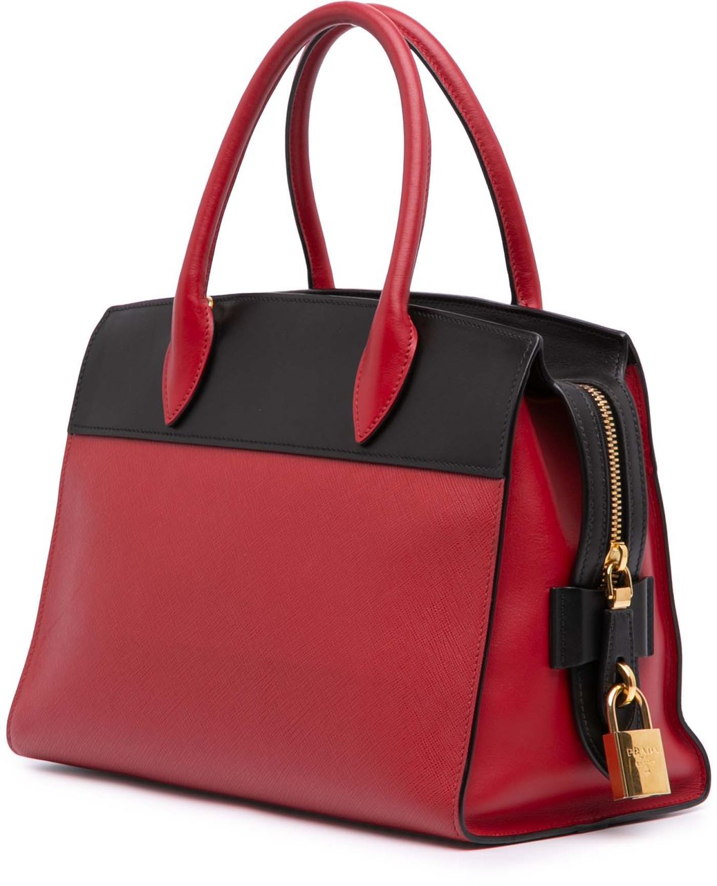 Prada Saffiano And City Calf Esplanade Satchel Rood