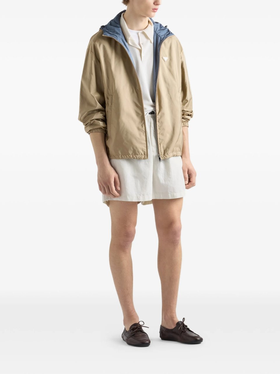 Prada Reversible Beige/Blue Sporty Zip Jacket Neutraal
