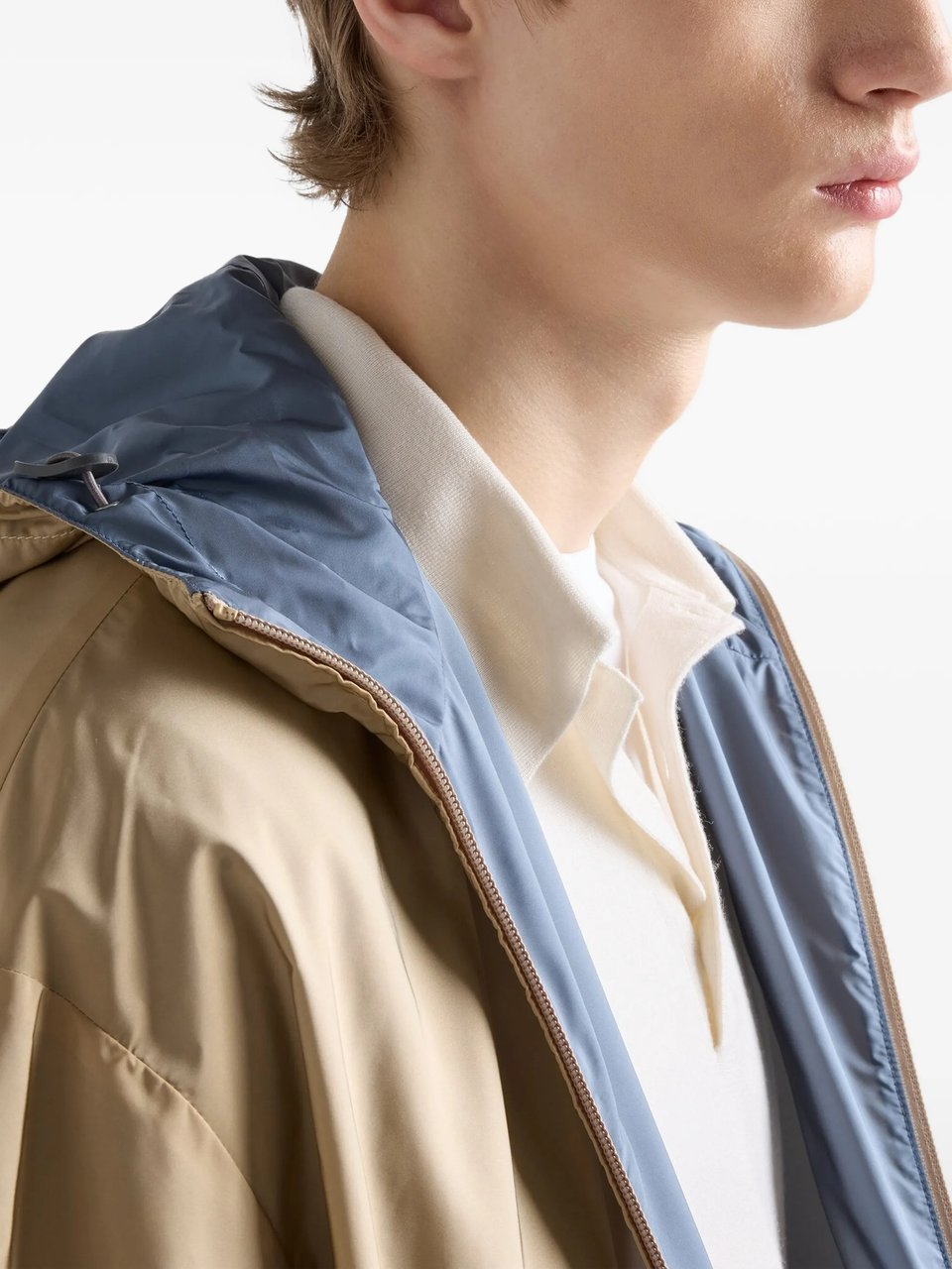 Prada Reversible Beige/Blue Sporty Zip Jacket Neutraal