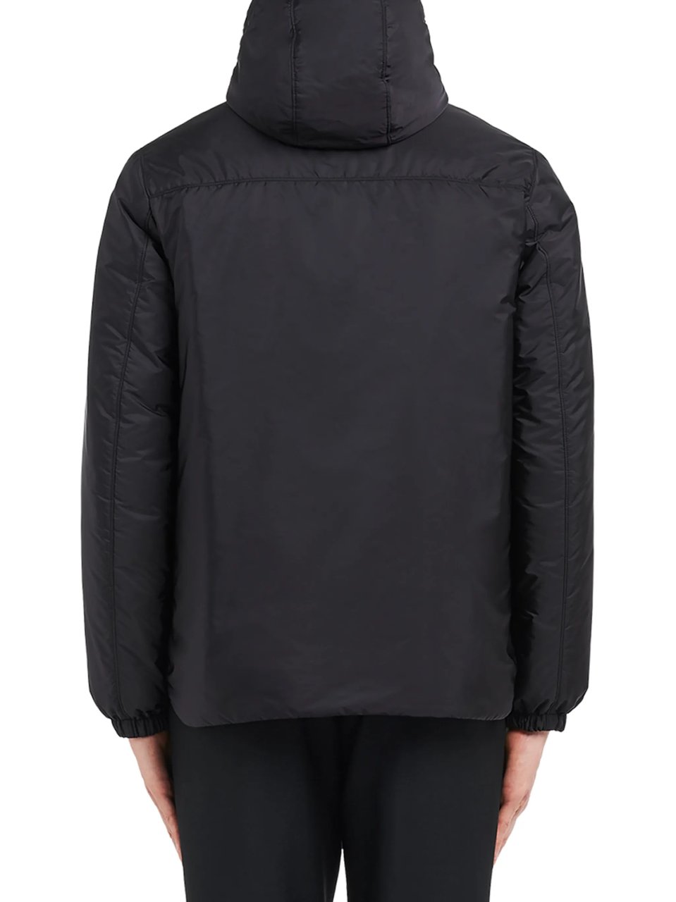 Prada Hooded Padded Jacket With Matte Finish And Logo Detail Zwart