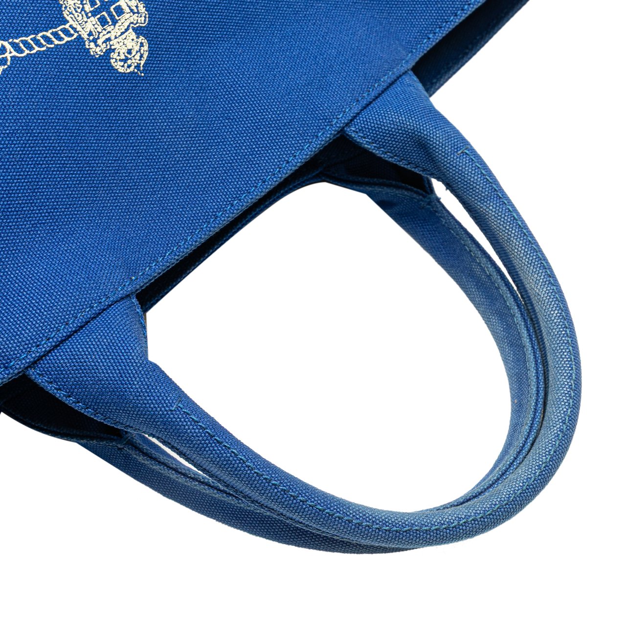 Prada Medium Canvas Canapa Logo Convertible Shopping Tote Blauw