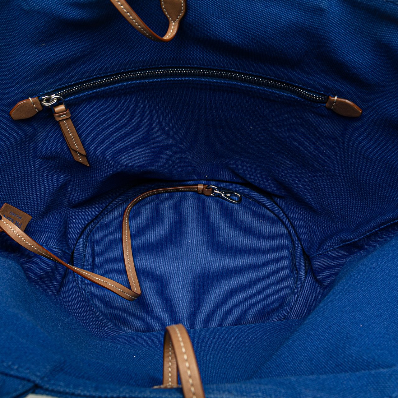 Prada Medium Canvas Canapa Logo Convertible Shopping Tote Blauw