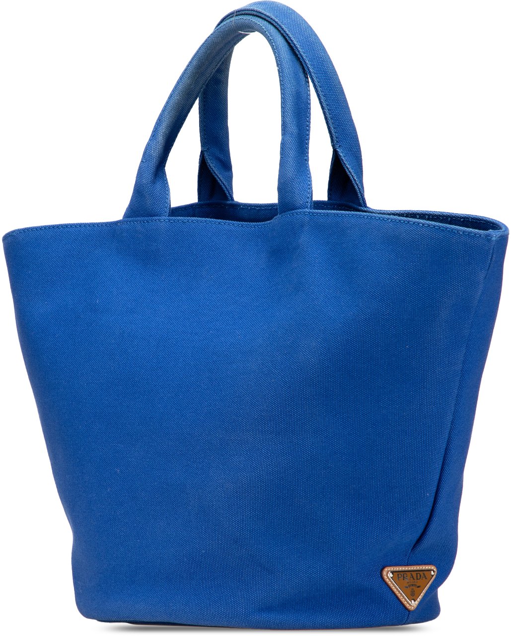 Prada Medium Canvas Canapa Logo Convertible Shopping Tote Blauw