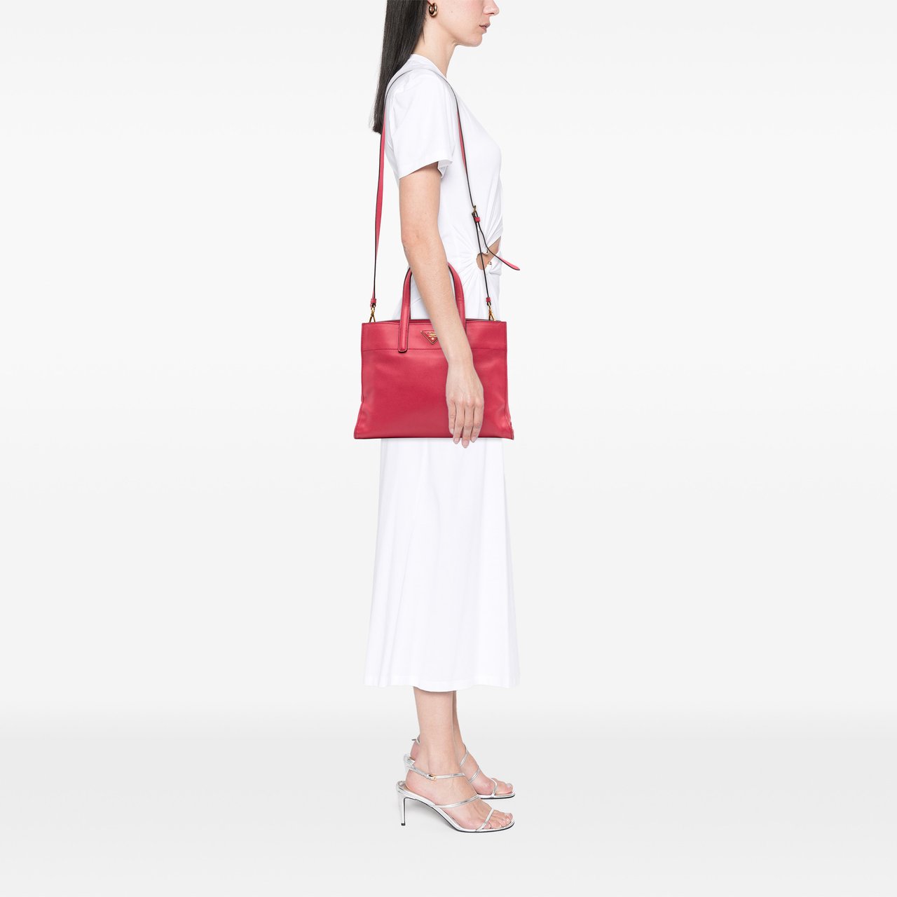 Prada Saffiano Soft Triple Pocket Tote Roze