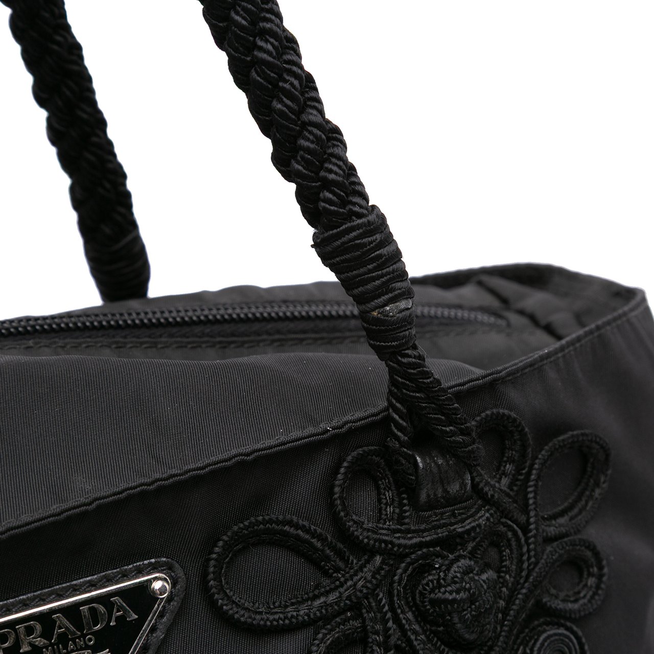 Prada Tessuto Braided Tote Zwart