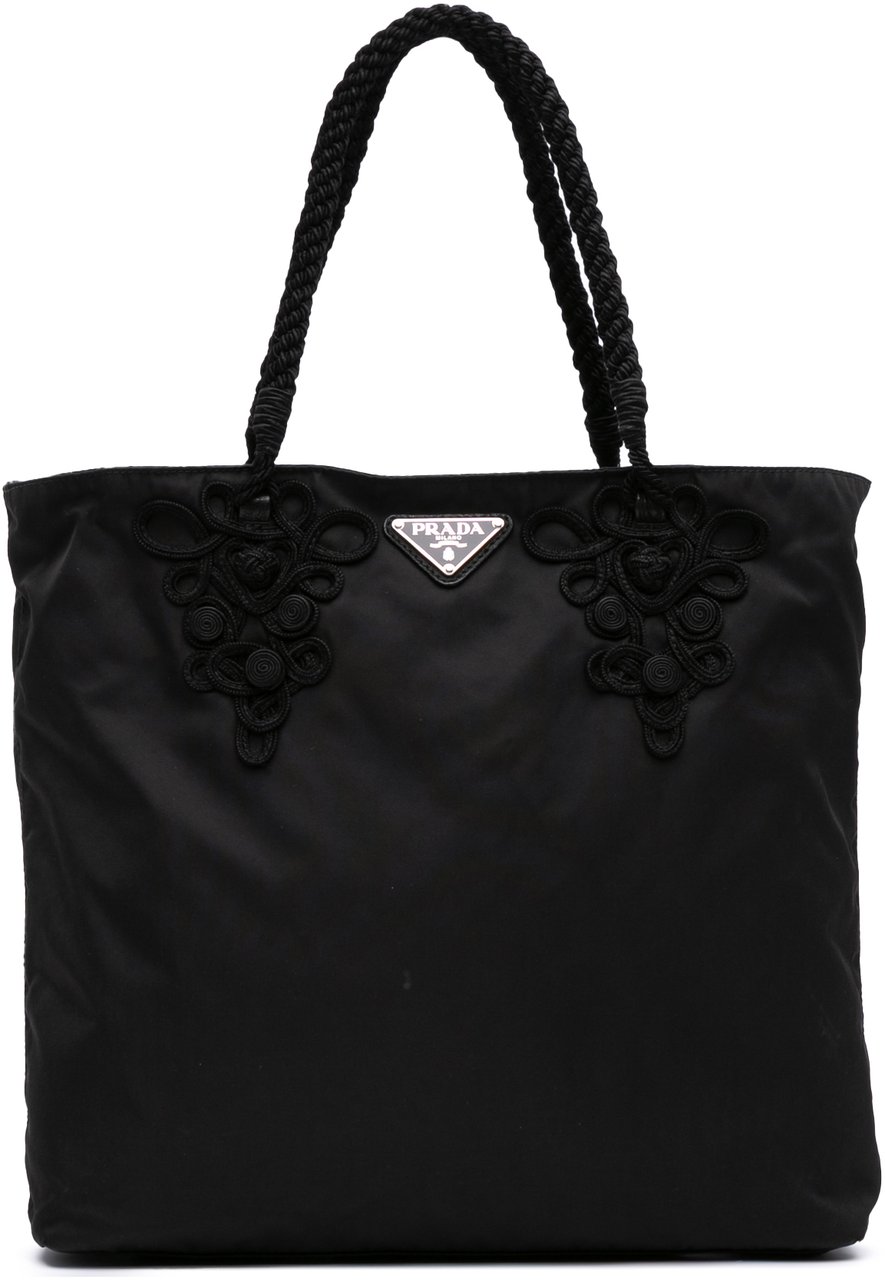 Prada Tessuto Braided Tote Zwart