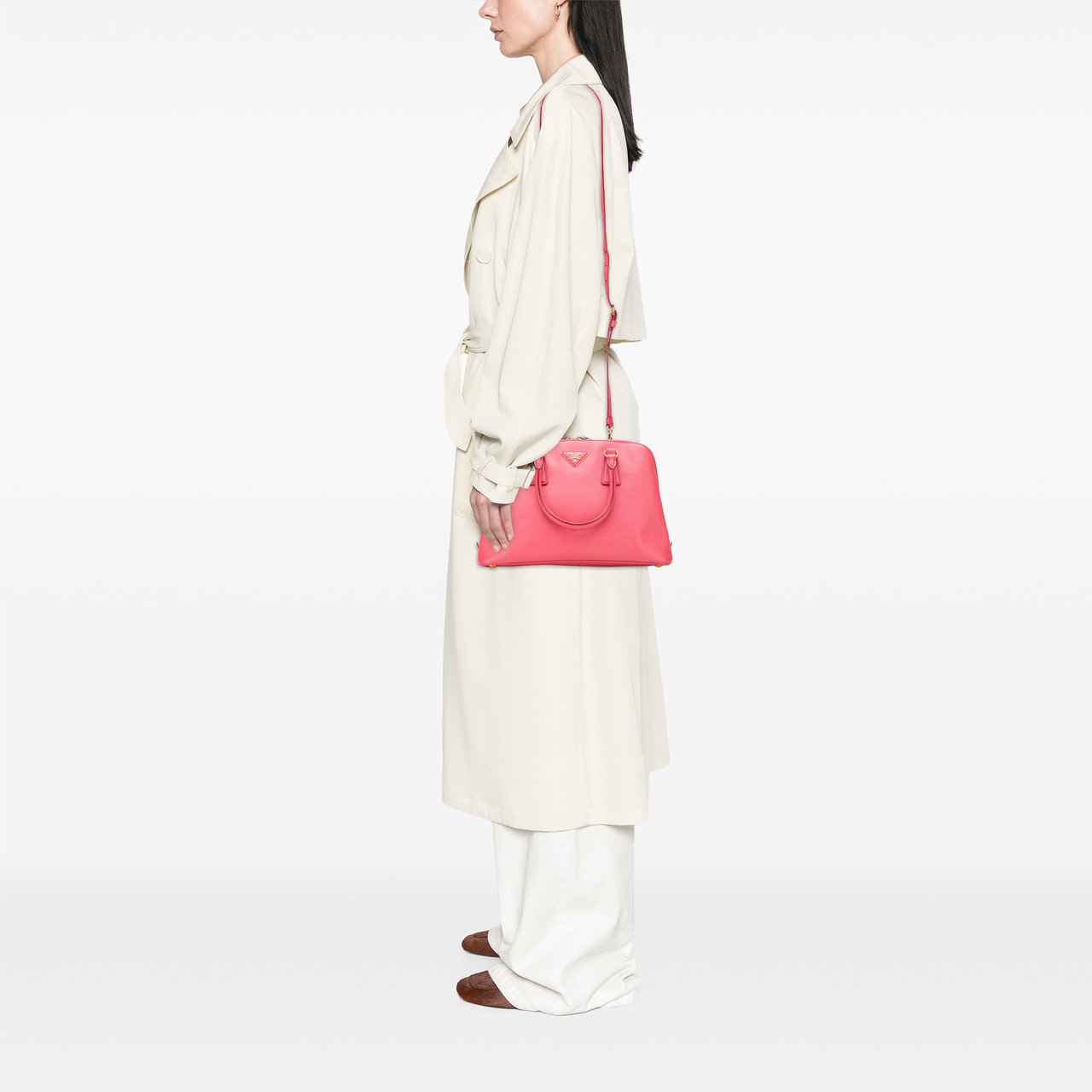 Prada Medium Saffiano Lux Promenade Satchel Roze