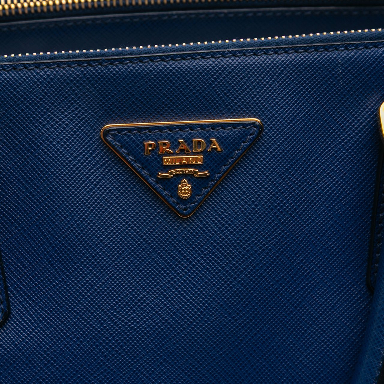 Prada Large Saffiano Lux Galleria Double Zip Satchel Blauw