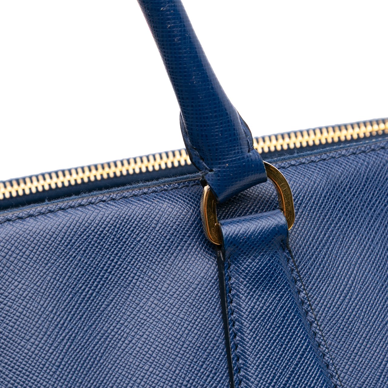 Prada Large Saffiano Lux Galleria Double Zip Satchel Blauw